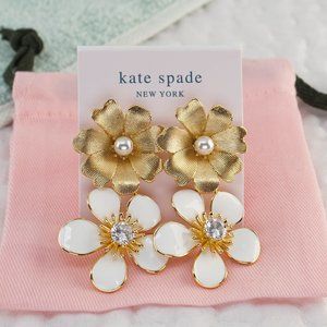 Kate Spade Double Drop Flower Statement Earrings (Brand New with Dust Bag)